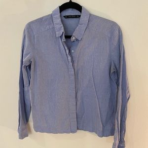 Blue button up blouse
